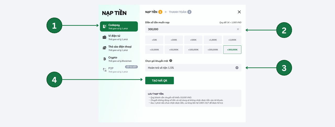 FEBET Hướng dẫn nạp tiền qua codepay